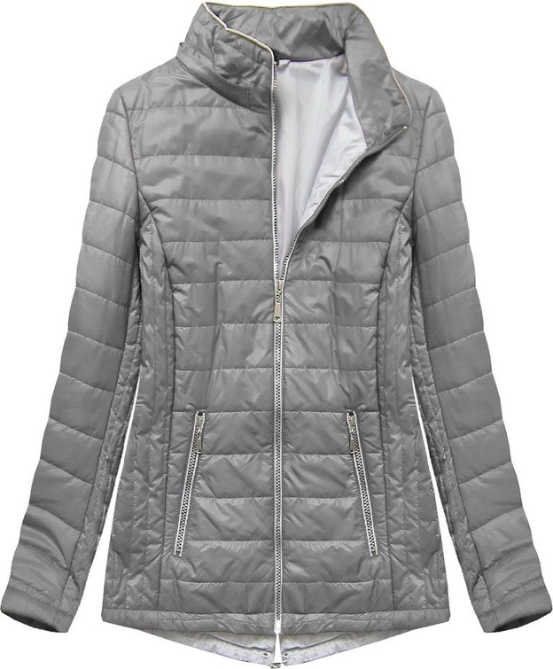 PIKOWANA KURTKA Z KAPTUREM SZARA (B2621)