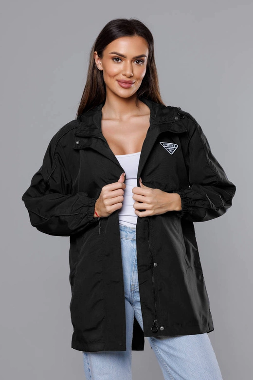 Cienka kurtka damska na podszewce czarna (B8119-1)