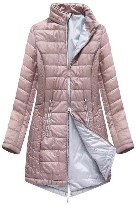 DŁUGA PIKOWANA KURTKA ANTYCZNY RÓŻ (B1088-30)