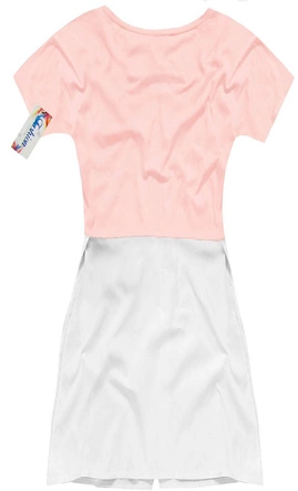 TUNIKA Z ŁĄCZONYCH MATERIAŁÓW PUDROWY RÓŻ (ART9/1)