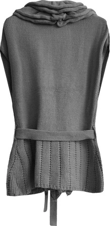 SWETERKOWA KAMIZELKA Z PASKIEM SZARA (1617)