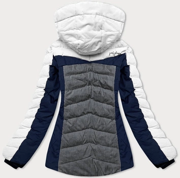 ZIMOWA KURTKA SPORTOWA DAMSKA Z KAPTUREM BIAŁO-SZARA (B2378)