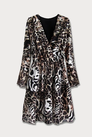 SUKIENKA Z KOPERTOWYM DEKOLTEM BRĄZOWA (454/3ART)