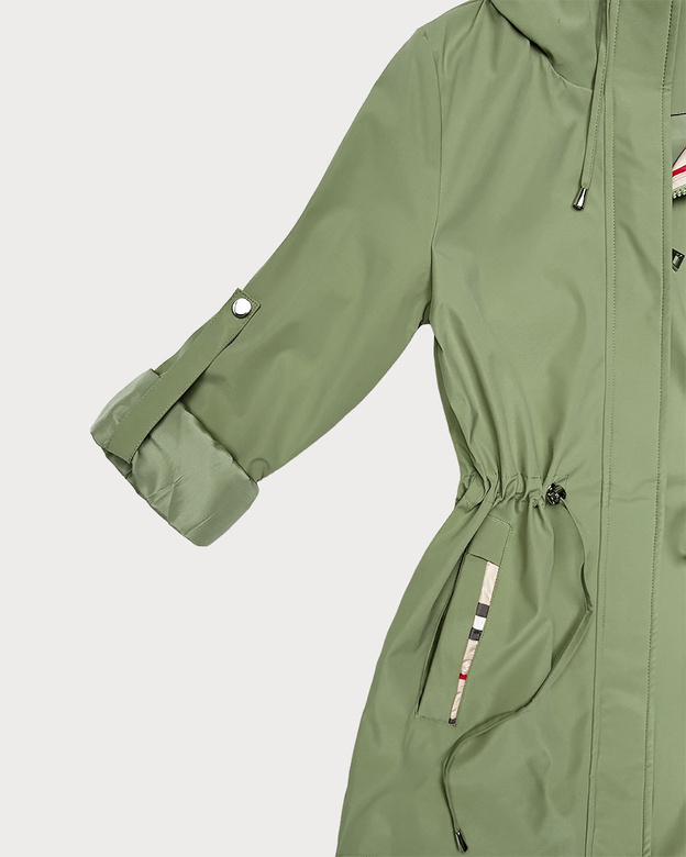 Damska kurtka z wykończeniem w kratkę Goodlookin khaki (KK60411-3#)