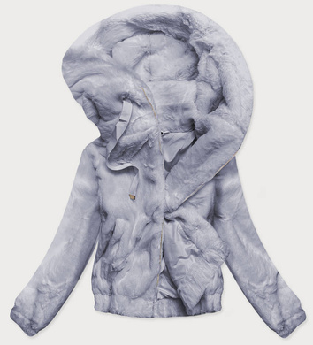 KRÓTKA KURTKA DAMSKA OVERSIZE FUTRO SZARA (BR9597-9)