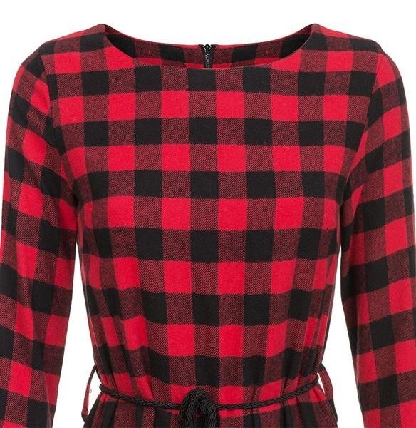 FLANELOWA TUNIKA W KRATĘ CZARNO-CZERWONA (1617-5)