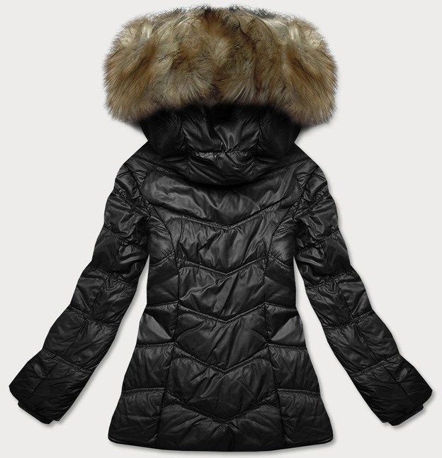 Pikowana przejściowa kurtka damska czarna (H-205)