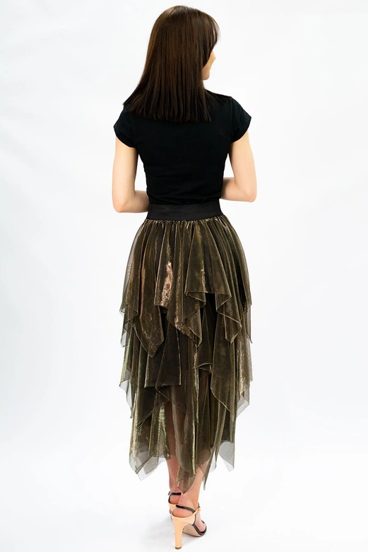 BŁYSZCZĄCA TIULOWA SPÓDNICA ZŁOTA (530ART)