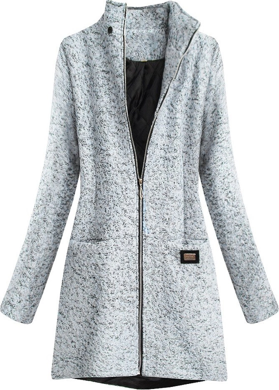 KRÓTKI PŁASZCZ Z KAPTUREM JASNOSZARY (516ART)