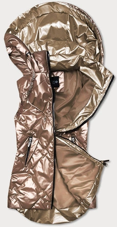 METALICZNY BEZRĘKAWNIK DAMSKI Z KAPTUREM ZŁOTY (HS-1817)