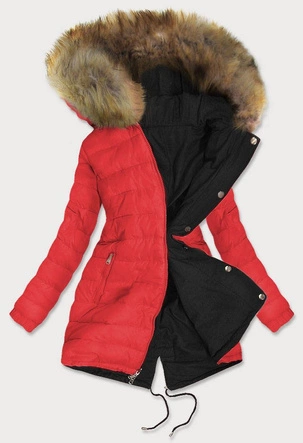 DWUSTRONNA PARKA CZARNA-CZERWONA (B507)