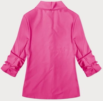 Cienka marynarka z marszczonymi rękawami różowa (22-356)