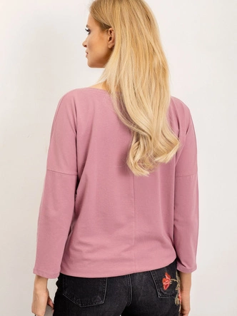 Luźna bluzka z wiązaniem na dole brudny róż (4691)