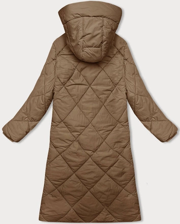 Długa kurtka zimowa z kapturem J.Style ciemny beż (5M3173-84)