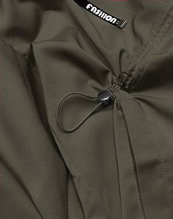 Cienka narzutka damska z kapturem khaki (B8118-11)