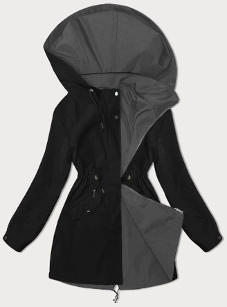 Cienka parka dwustronna damska czarno-szara (16M9081-392C)