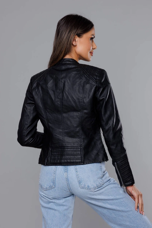 Damska ramoneska ze stójką czarna (11Z8029)