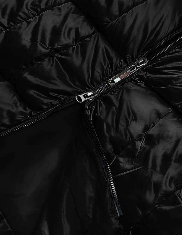 Metaliczna kurtka zimowa damska czarna (B8073-1)