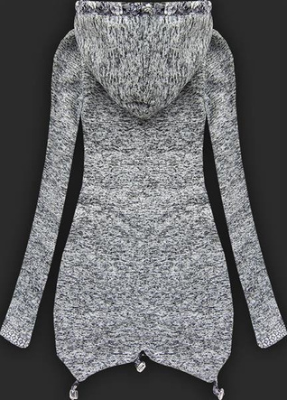 GRUBA BLUZA Z KAPTUREM CIEMNOSZARA (LX9910)