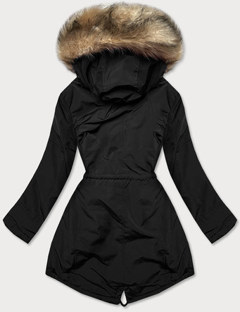 ZIMOWA PARKA DAMSKA NA FUTERKU CZARNA (CAN-578BIG)