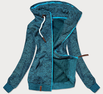 BLUZA DAMSKA ZE ŚCIĄGACZAMI TURKUSOWA (58294)