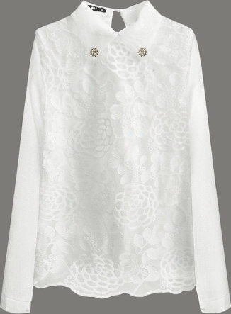 Elegancka bluzka z kołnierzykiem ecru (8521/1)