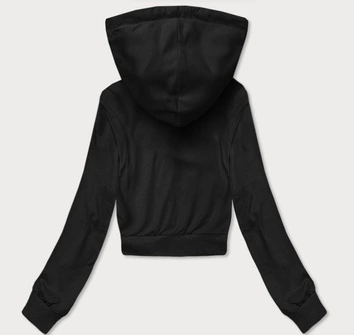 Krótka bluza dresowa z kapturem czarna (8B939-3)