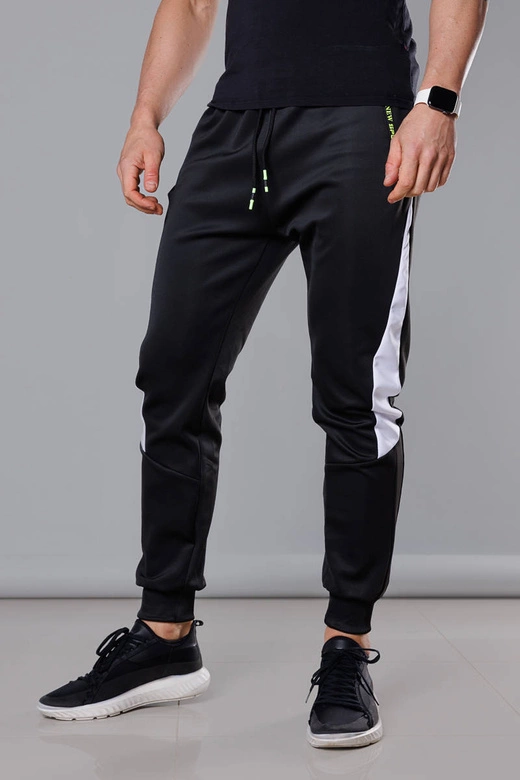 Spodnie dresowe z wstawkami męskie czarny-biały (8K168)