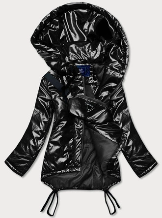 Krótka zimowa kurtka damska z nerką czarna (omdl-018)