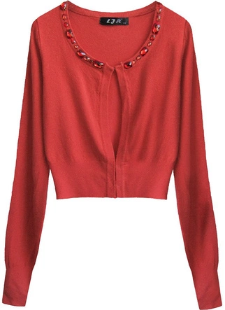 KRÓTKI ZDOBIONY SWETEREK CZERWONY (X1518X)