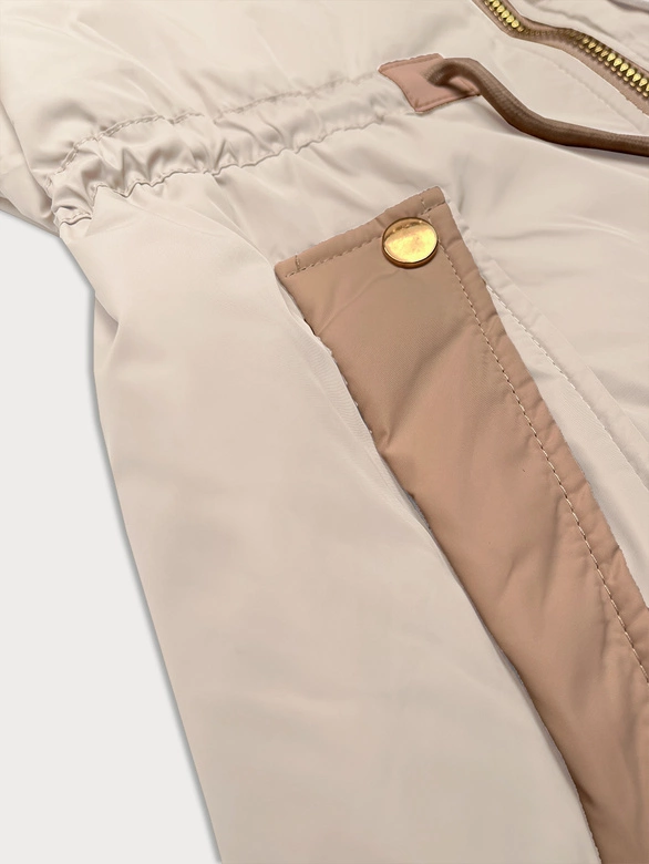 Kurtka damska ze ściągaczem w talii S'West jasny beżowy (B8352-46)