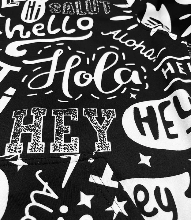 Męska bluza kangurka z nadrukiem czarna (8B1150-1)