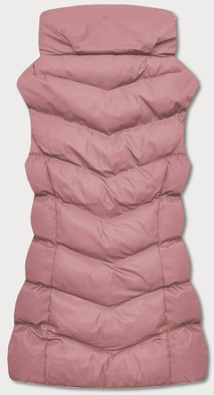 Puchowy bezrękawnik damski różowy (5M719-46)
