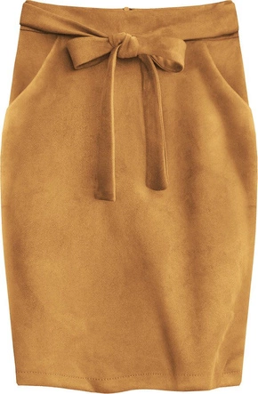 OŁÓWKOWA SPÓDNICA Z KIESZENIAMI JASNOBRĄZOWA (505ART)