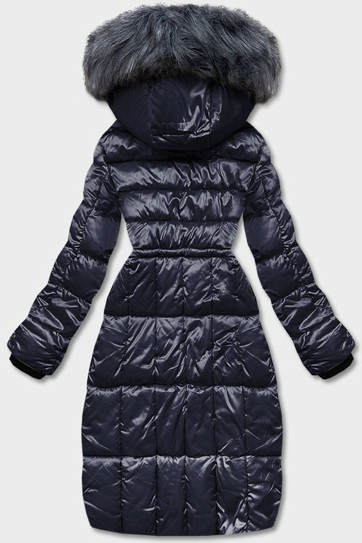 Metaliczna kurtka zimowa damska granatowa (B8073-3)