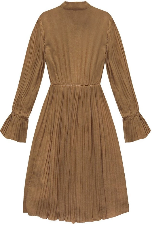 ZWIEWNA PLISOWANA SUKIENKA KARMELOWA (136ART)