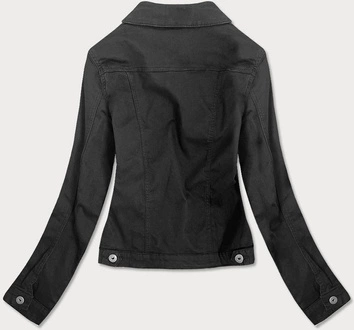 Prosta kurtka jeansowa damska z kieszeniami czarna (sa40)