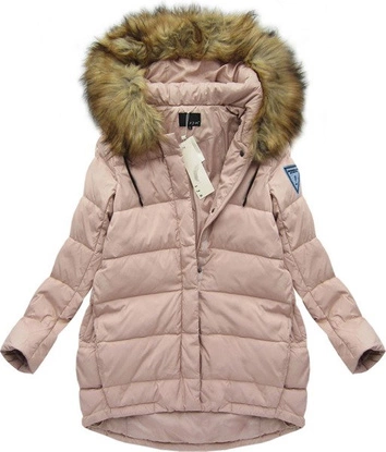 KURTKA Z PUCHEM NATURALNYM ŁOSOSIOWA (8062)