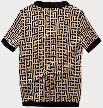 Bluzka z dzianiny z krótkim rękawem czarna (009)