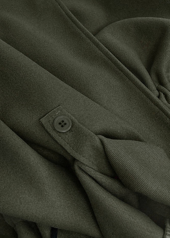 LUŹNY PŁASZCZ DAMSKI Z KLAPAMI KHAKI (20536)