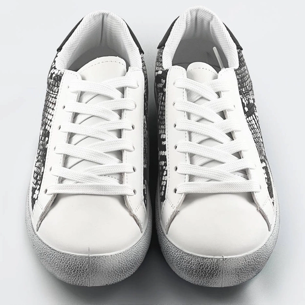 Damskie trampki z motywem zwierzęcym biało-czarny wąż (6343)