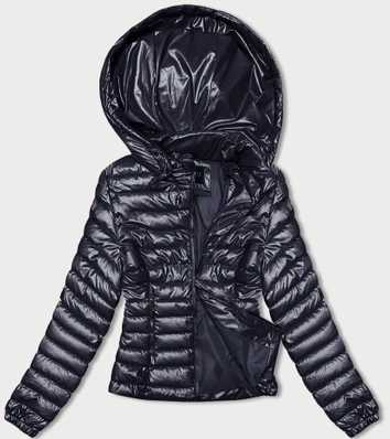 Pikowana kurtka damska z kapturem granatowa (16M9106-215)