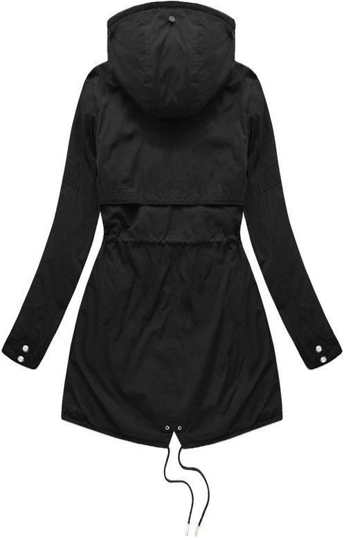 Dwustronna damska kurtka zimowa z kapturem czarno-niebieska (w214big)