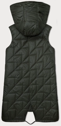 Pikowana kamizelka damska z asymetrycznym dołem S'West khaki (B8237-11)