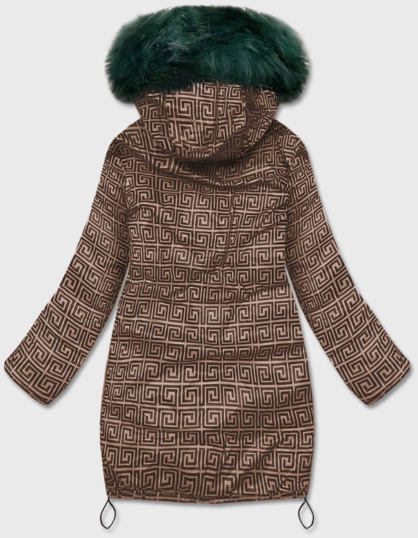 DWUSTRONNA KURTKA DAMSKA ZIMOWA ZIELONO-BRĄZOWA (HS-807)