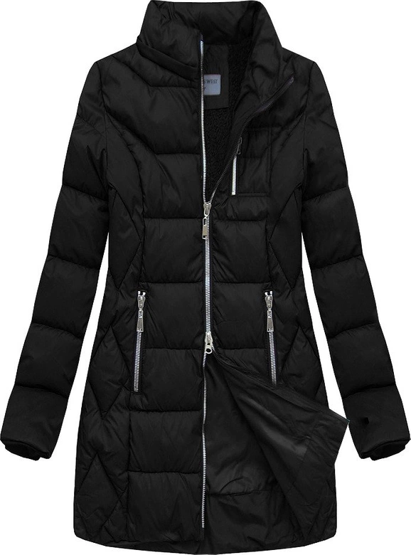 PIKOWANA KURTKA Z KAPTUREM CZARNA (B2644)