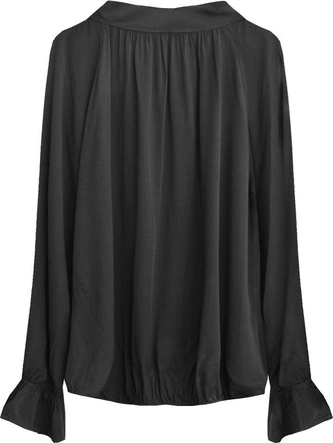 BAWEŁNIANA BLUZKA Z WIĄZANĄ STÓJKĄ CZARNA (298ART)