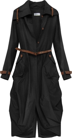 OVERSIZOWY TRENCZ CZARNY (557ART)