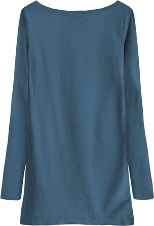 BAWEŁNIANA BLUZKA Z DŁUGIM RĘKAWEM CIEMNONIEBIESKA (1301)