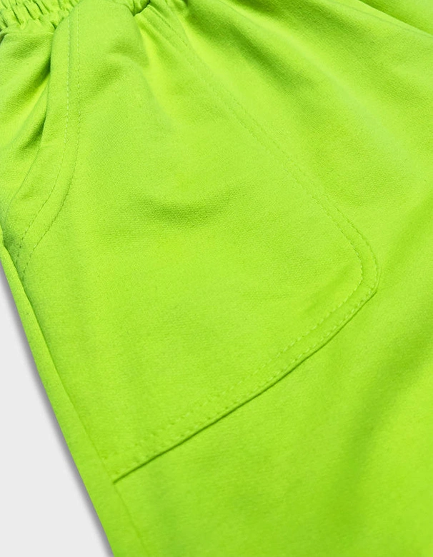 Dresowe spodenki damskie limonka (8K950-72)